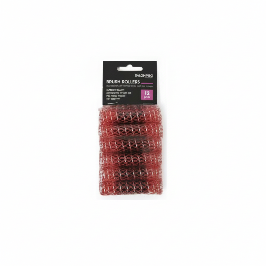 XANITALIA SALON PRO NETTED CURLER WITH RED BRUSH 15MM 12PCS 